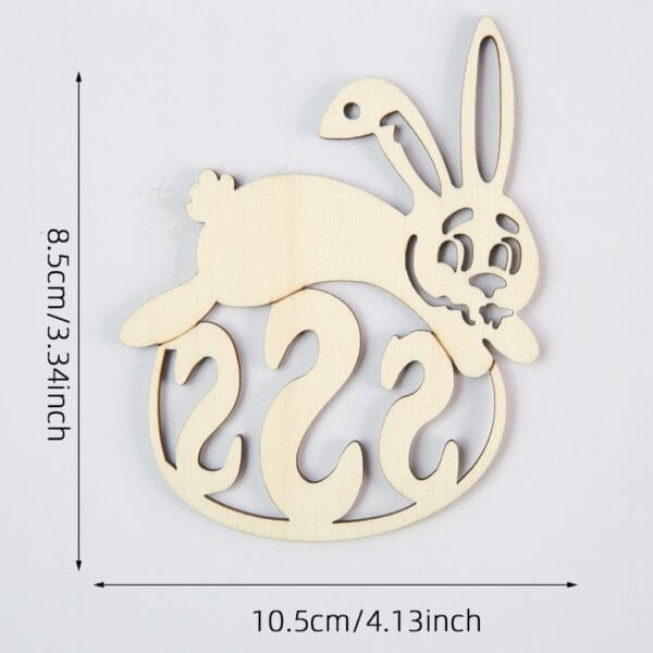 Wooden Easter bunny jumping over 2022 cutout, perfect for spring decor