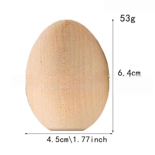 Wooden egg, 6.4cm height, 4.5cm width, 53g. Craft supply for painting and decorating.