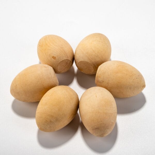 AUTO-DRAFT: Unfinished wooden eggs arranged in a circular pattern