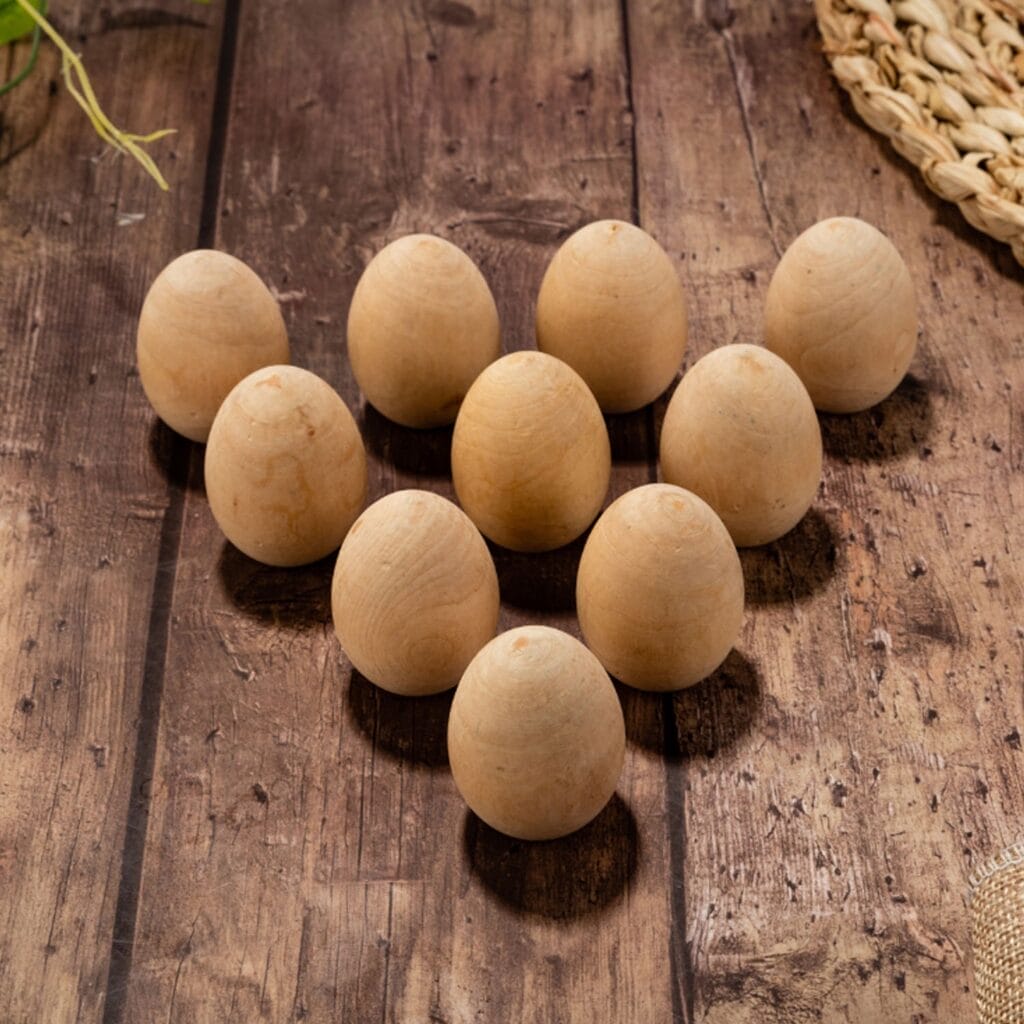 Wooden craft eggs for Easter, DIY projects, and natural home decor