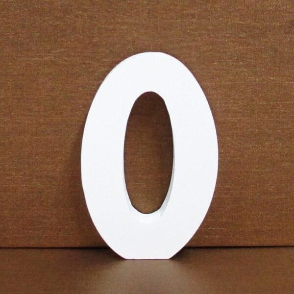 White wooden letter O, freestanding decoration