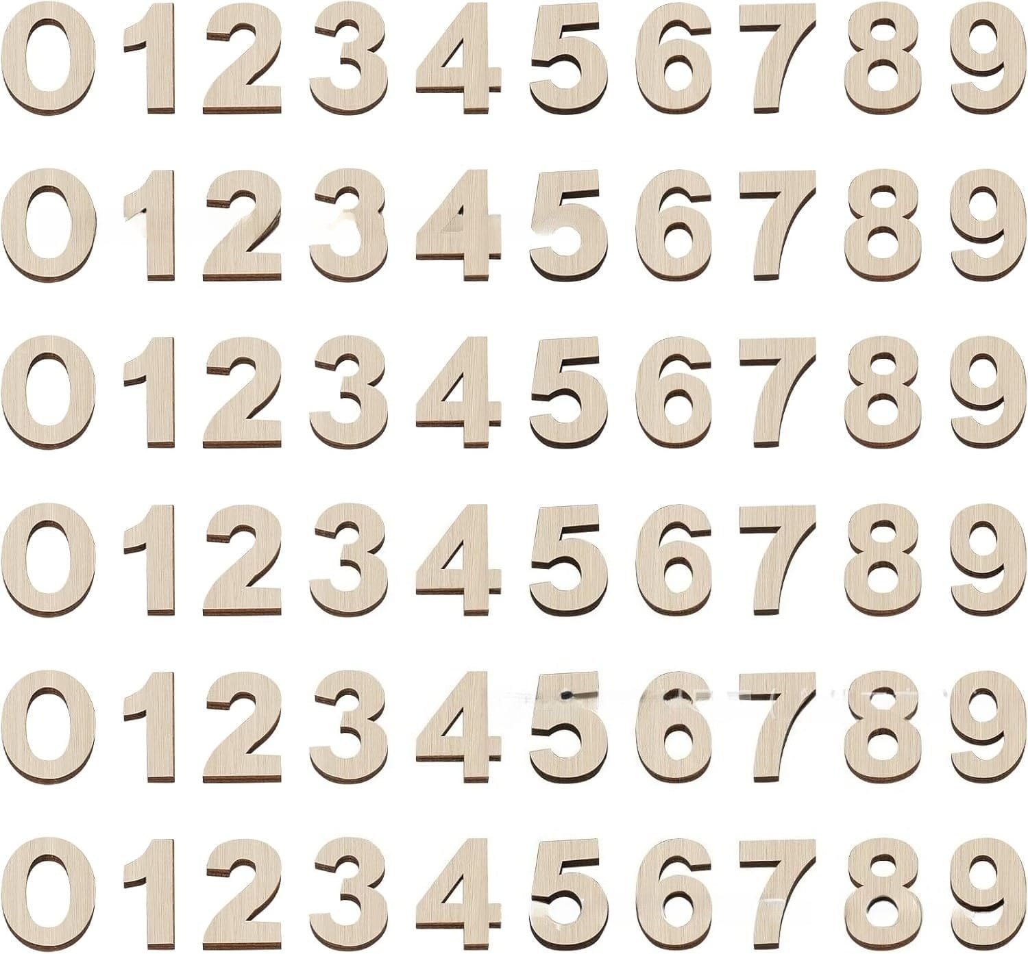 Bulk Wooden Numbers Craft Set: Unfinished wood numbers 0-9 for crafts, DIY painting, and nursery decor (2x3 cm)