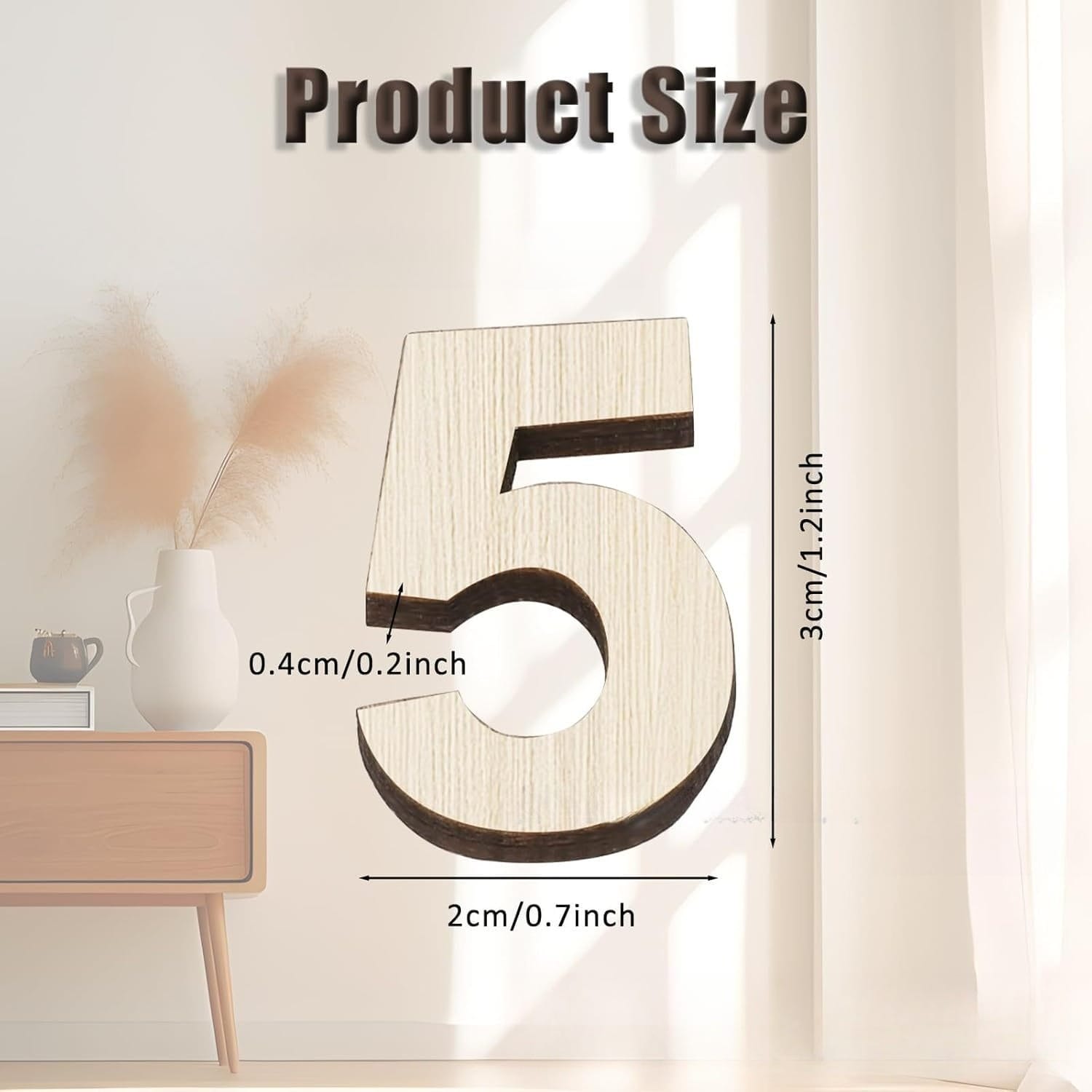 Wooden number 5 from the Bulk Wooden Numbers Craft Set, sized 2x3 cm, for nursery decor and DIY painting projects.