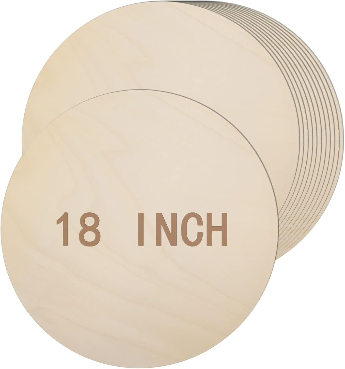 Wholesale 18-inch wood rounds: 12 unfinished wood discs for DIY crafts, 0.3cm thick craft bases.