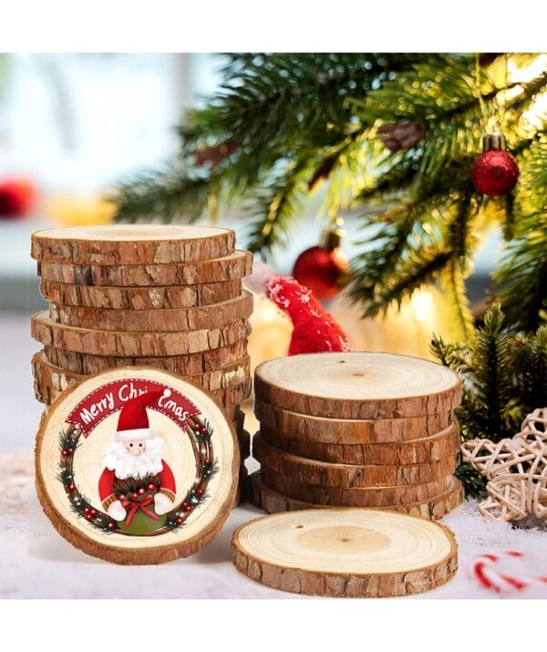 Pine Wood Slice Ornaments: 6-7cm natural wood slices for DIY crafts and Christmas events