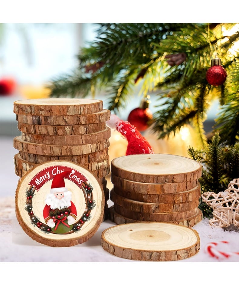 Pine Wood Slice Ornaments: 6-7cm natural wood slices for DIY crafts and Christmas events