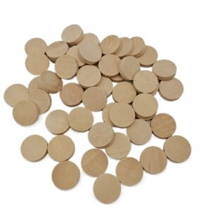 Unfinished wooden craft discs. Round wood pieces for DIY projects, arts and crafts.