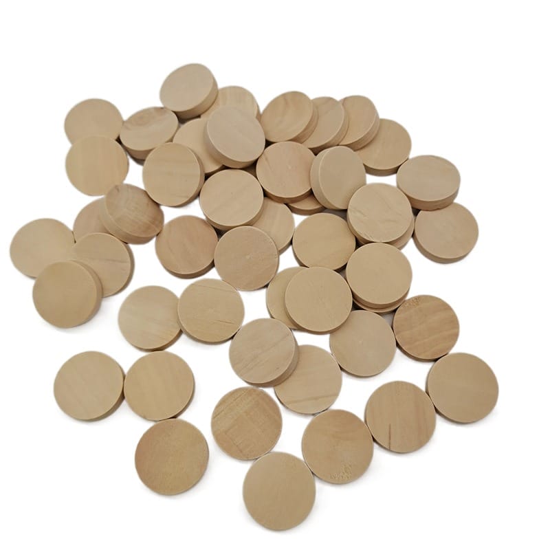 Unfinished wooden craft discs. Round wood pieces for DIY projects, arts and crafts.