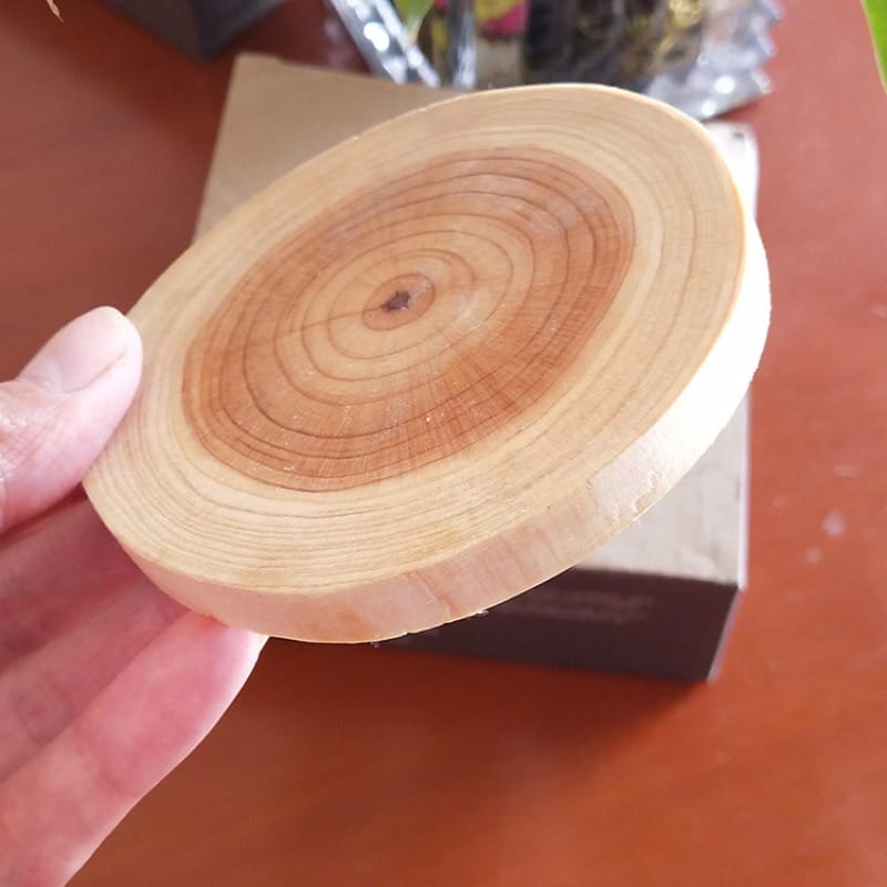 Wooden slice with natural tree rings, ideal for rustic crafts or decor