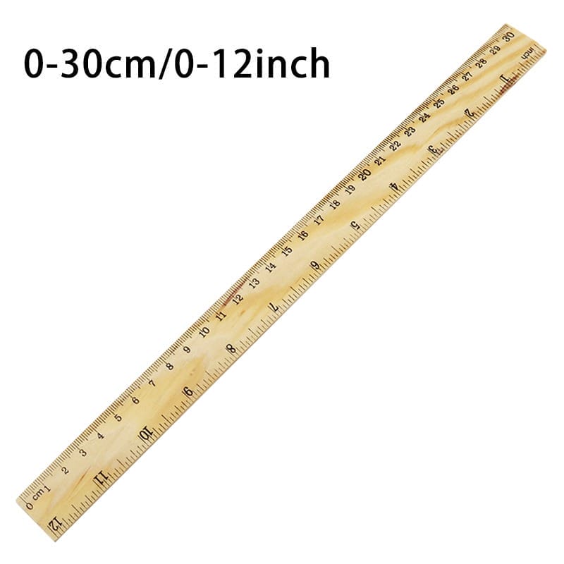 AUTO-DRAFT wooden ruler: 30 cm / 12 inch measuring tool with clear markings.