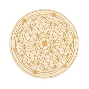 Laser-cut wooden engraved coaster with geometric design. Part of Engraved Coasters Manufacturer's collection.