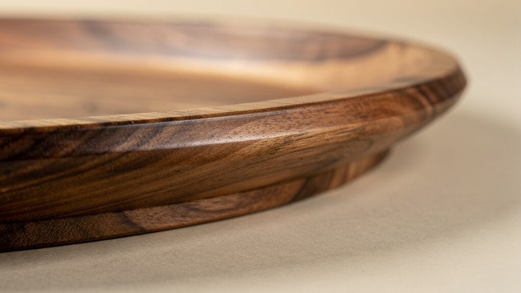 Wooden serving tray with raised edge detail.