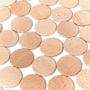 Blank Beech Wooden Nickels: Unfinished wooden coins for crafts, tokens, or custom projects.
