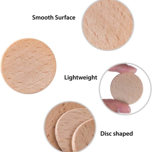 Blank Beech Wooden Nickels: Lightweight, smooth, disc-shaped wooden coins for custom tokens.