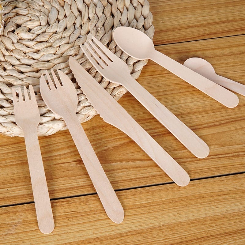 Wholesale Ice Cream Wooden Spoon and Fork: Eco-friendly wooden spoons, forks, and knives set.