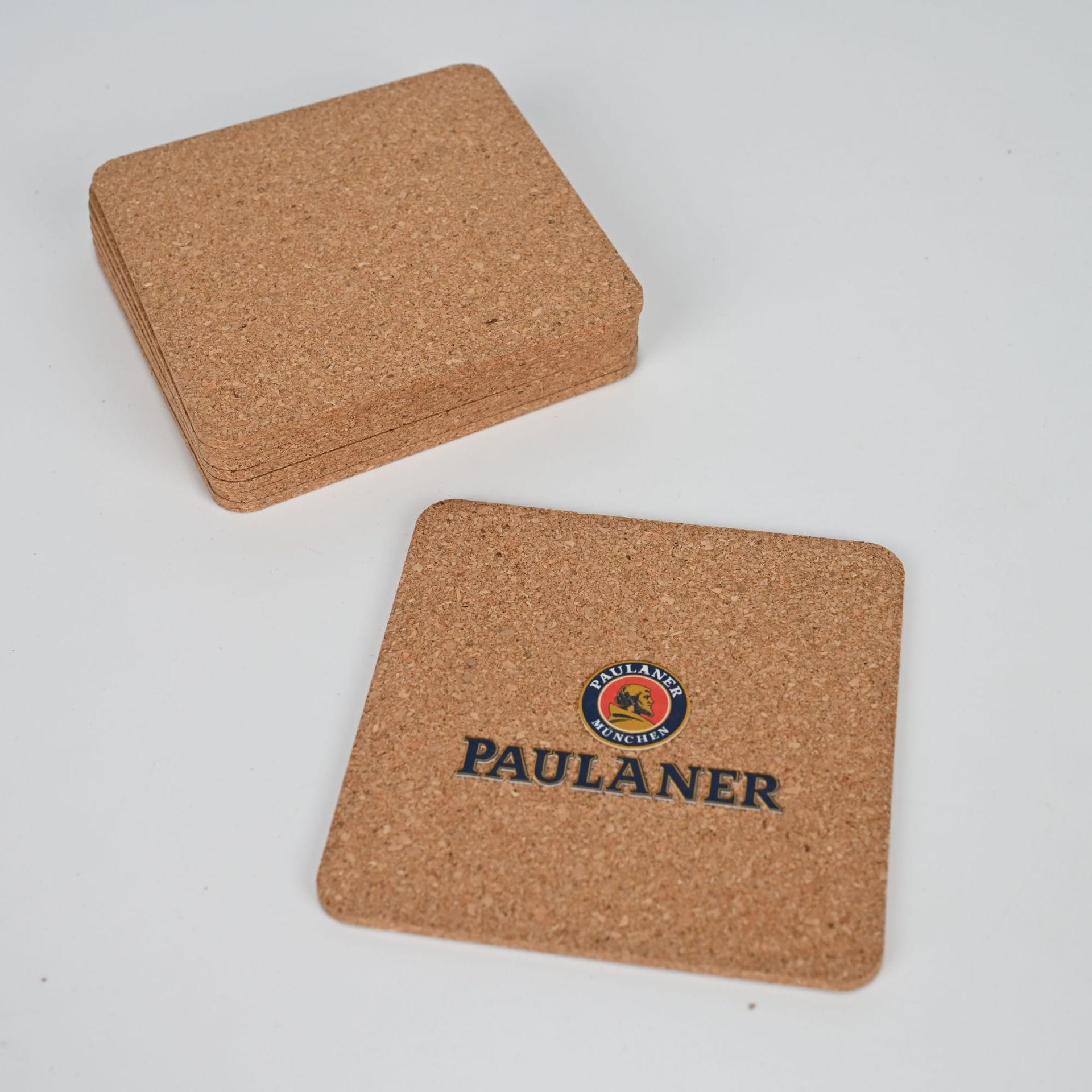 Paulaner cork coasters, perfect for protecting surfaces from drinks