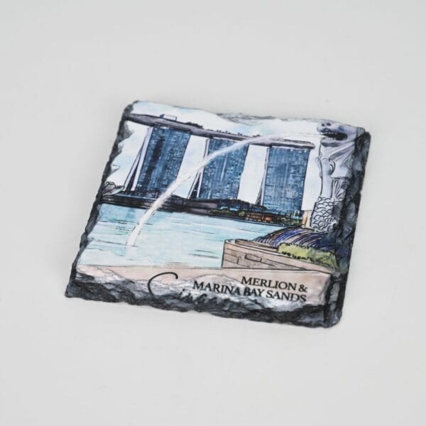 Merlion & Marina Bay Sands souvenir magnet, showcasing Singapore's iconic landmarks.
