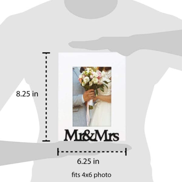 Custom Wood Picture Frame for Wedding & Home Decor: "Mr & Mrs" design, holds 4x6 photo