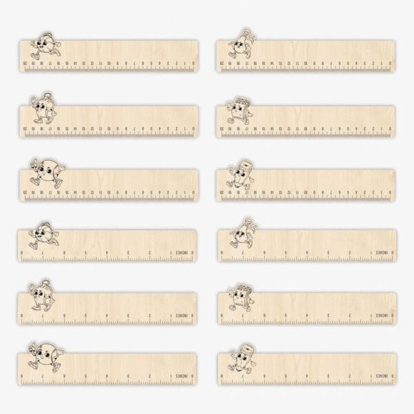 Custom Wooden Rulers: 21cm promotional rulers with cartoon character, ideal for corporate gifts & events