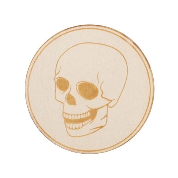 Halloween Laser Cut Wood Coaster: Skull design, festive drink coaster