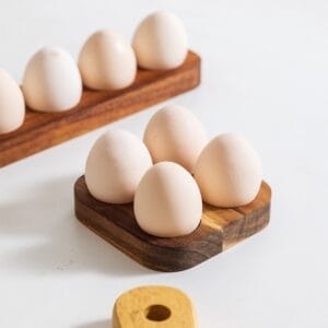 Personalised Wooden Egg Trays, 4-slot kitchen display & storage.