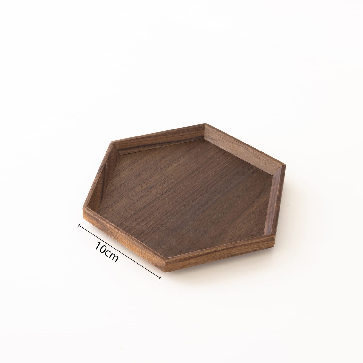 Walnut Personalised Wooden Jewellery Tray: Boutique display & storage, hexagonal shape.