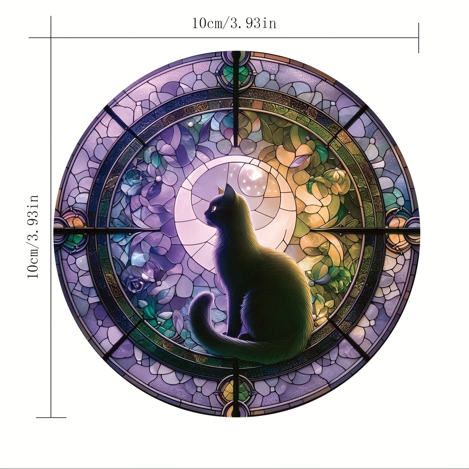 Personalized Corporate Coasters: Wooden Cat Coaster Gift Sets featuring a black cat in stained glass style.