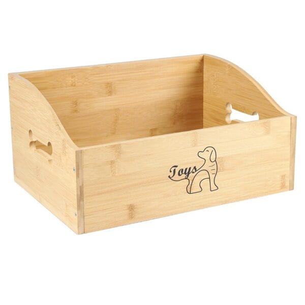 AUTO-DRAFT: Wooden toy box with dog silhouette and bone-shaped handles