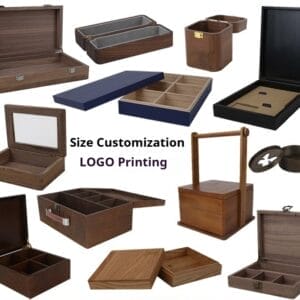 Various wooden boxes collection. Customizable sizes and logo printing available.