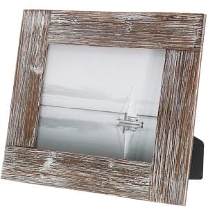 Raw Wood Frames Wholesale: Rustic solid wood photo frame with distressed white finish.