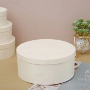 Round white AUTO-DRAFT box with lid