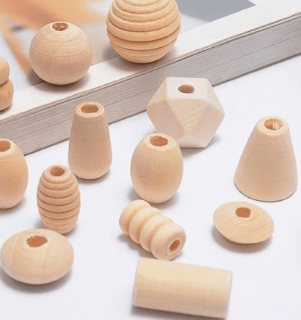 Unfinished wood beads bulk mix: Assorted natural wood shapes for DIY jewelry making
