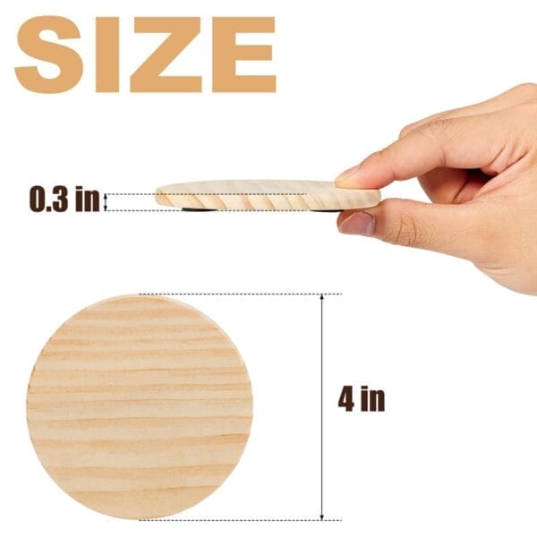 Unfinished Wood Coasters: 4-inch pine DIY blanks for crafts, 0.3-inch thickness