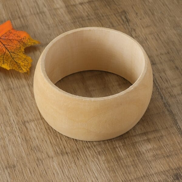 Minimal Unfinished Wooden Bangle: Wide, flat, sanded hardwood bracelet for DIY and engraving.
