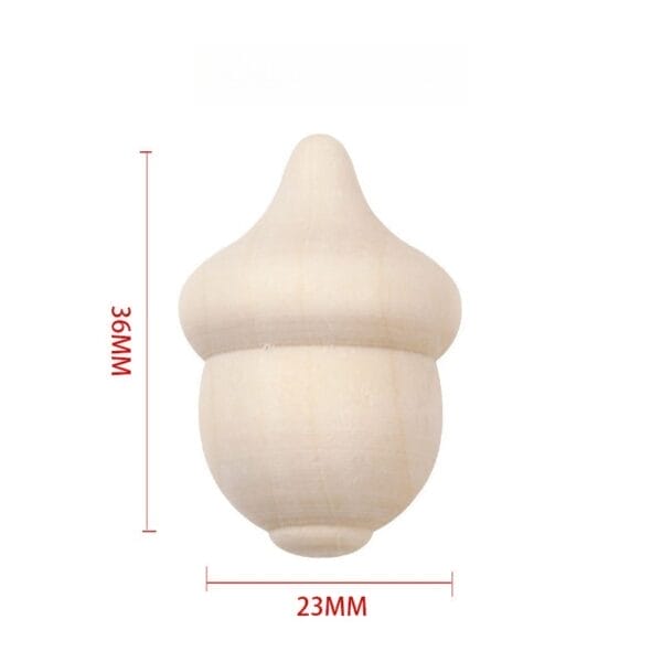 Unfinished wooden acorn, 36mm tall, 23mm wide. Craft supply for DIY projects.