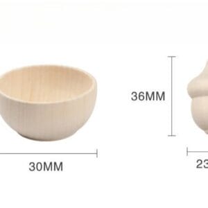 Wooden bowl (57x30mm) and acorn (36x23mm). Craft supplies.