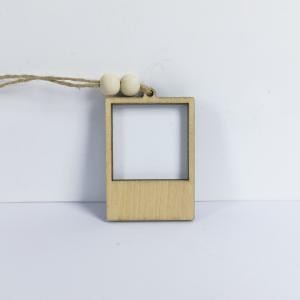Wholesale wood craft frame: Mini wooden photo frame with twine hanger and wood beads. DIY craft supply.