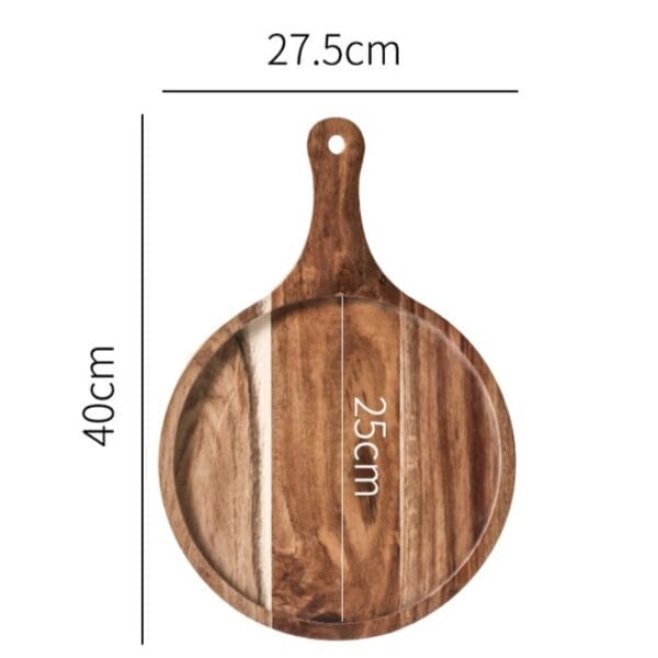 Wooden tray with handles: Eco-friendly pizza serving platter, perfect for wholesale.