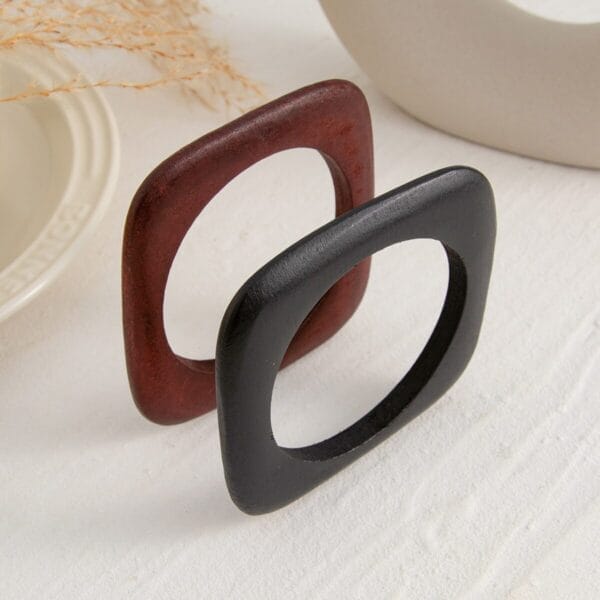 AUTO-DRAFT: Square wooden bangles in dark brown and black, minimalist jewelry