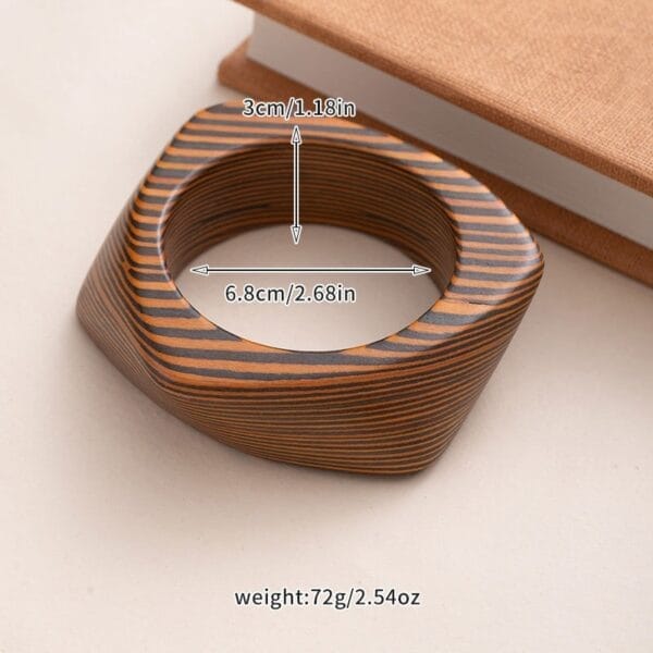 Striped wooden bangle from the Vintage Square & Hexagon Wooden Bangles collection.