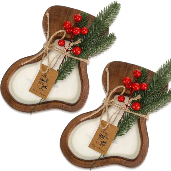 Wooden Dough Bowls Wholesale: Christmas sock-shaped candle making bowls with greenery and berries
