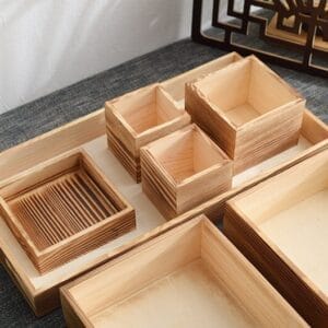 AUTO-DRAFT wooden boxes and trays in assorted sizes, ideal for storage and organization