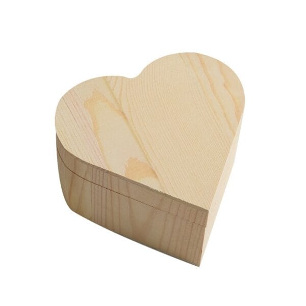 wooden heart boxes wholesale: heart-shaped wooden box with visible wood grain
