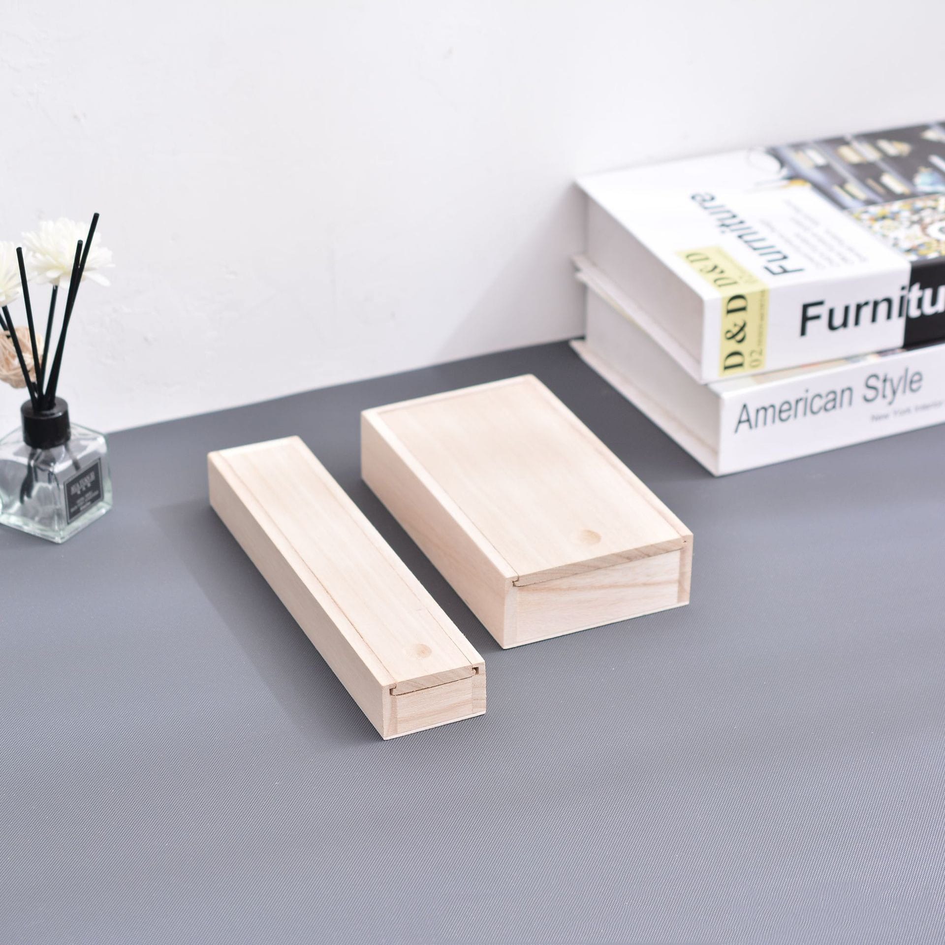 Premium Wooden Sliding Gift Box: Unfinished wood pencil boxes with sliding lids.