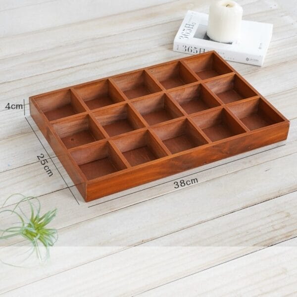 Vintage Wooden Multi-Compartment Tray: Gift packaging, wholesale packing, customizable sizes & colors available.
