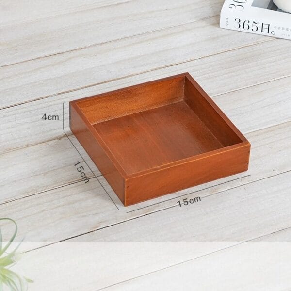 Vintage Wooden Multi-Compartment Tray: 15x15cm wooden tray, 4cm height, ideal for gift packaging or wholesale packing.